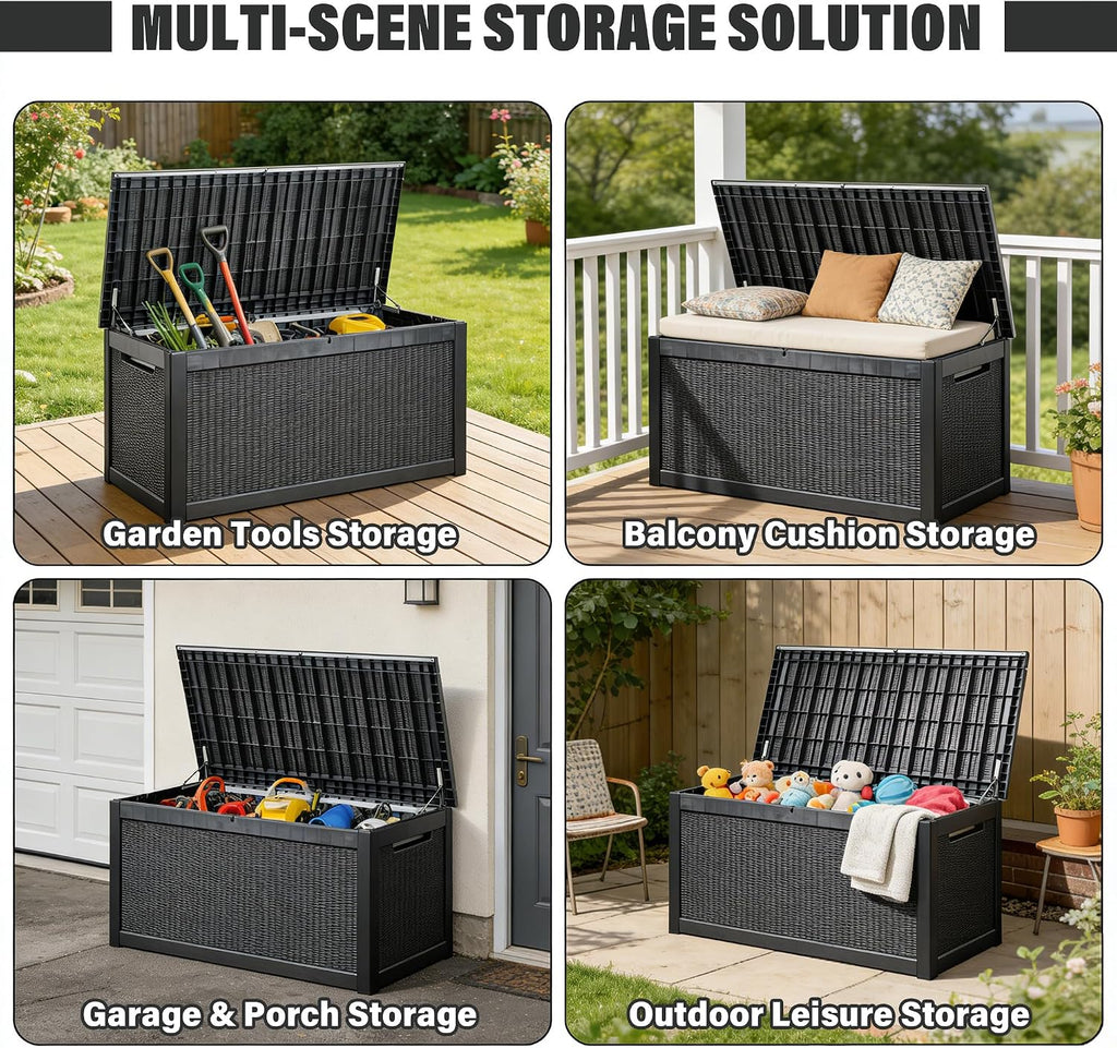 Aweather 980L Garden Furniture Storage Box, Large Capacity Patio Outdoor Container with Lockable Lid, Weather Resistant Shed for Tools, Cushions, Accessories