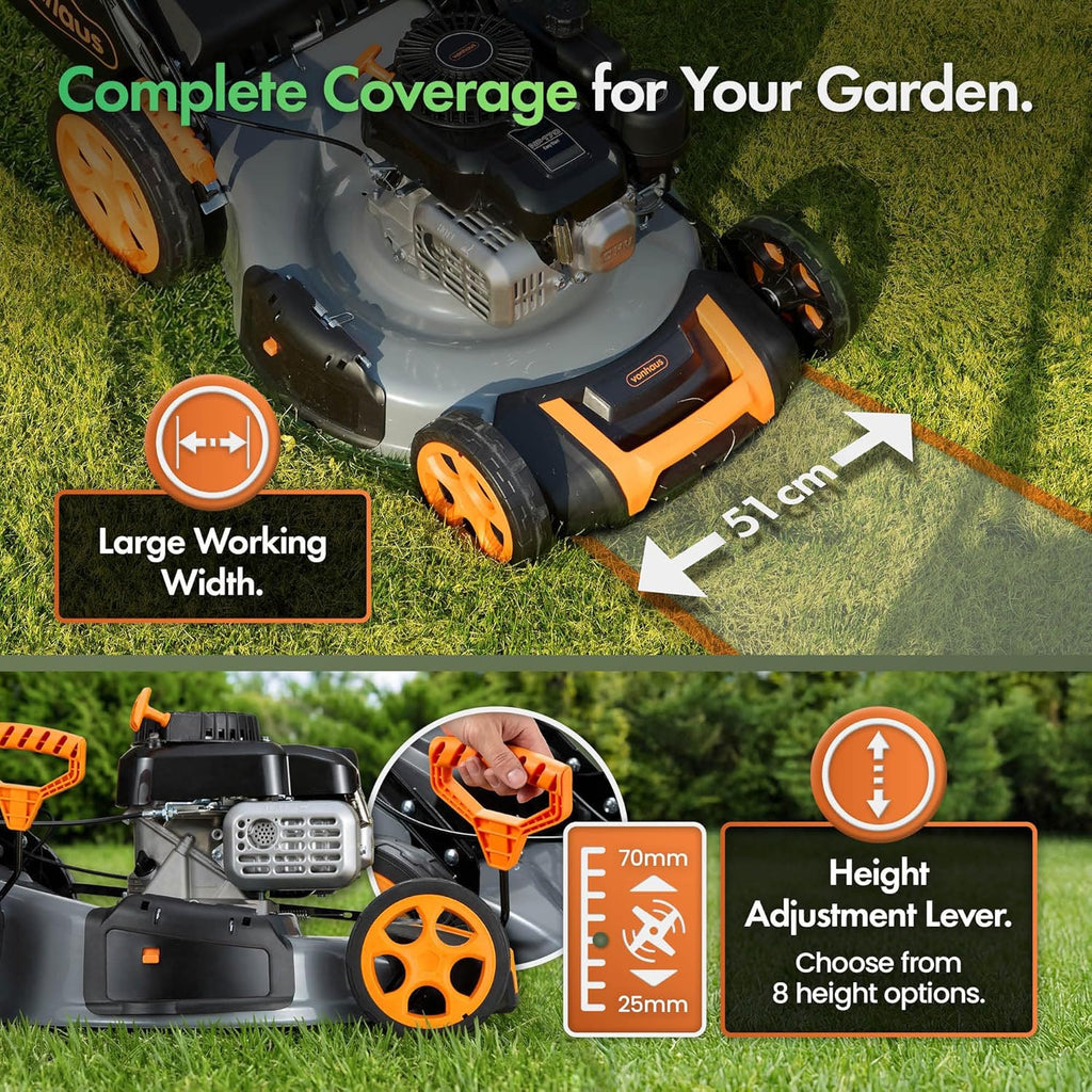 VonHaus Petrol Lawnmower 171cc – 60L Box, Self Propelled