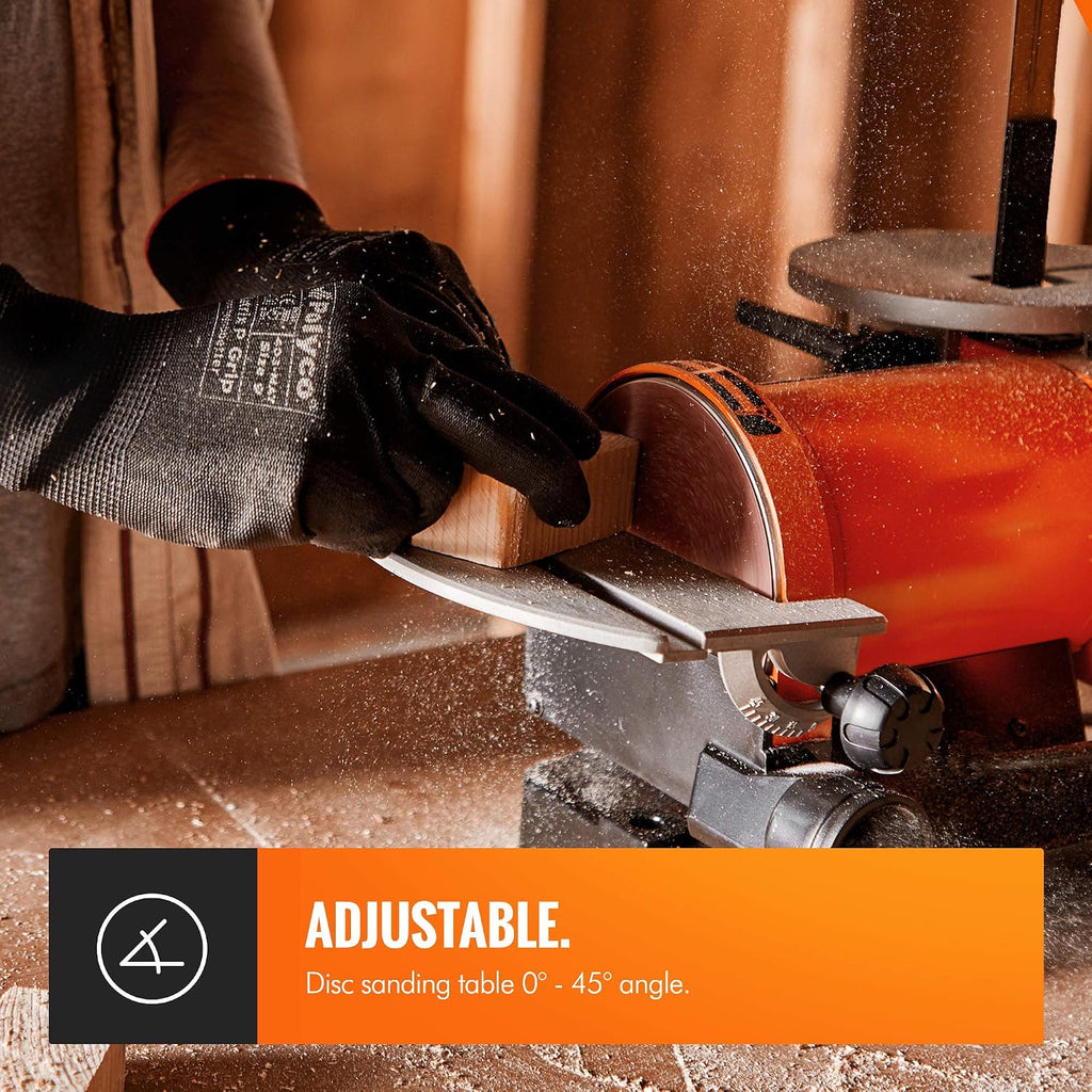 VonHaus Belt and Disc Sander - 25 x 760mm Belt / 125mm Disc Sander – Adjustable Sanding Table Changeable Sanding Discs Belts