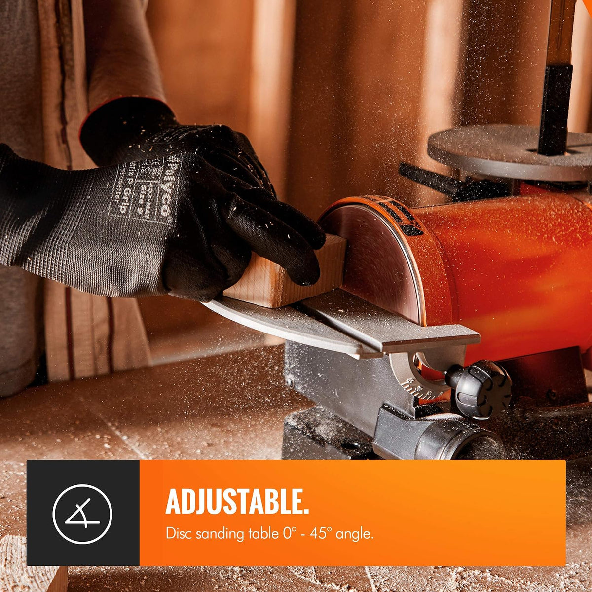 VonHaus Belt and Disc Sander - 25 x 760mm Belt / 125mm Disc Sander – Adjustable Sanding Table Changeable Sanding Discs Belts
