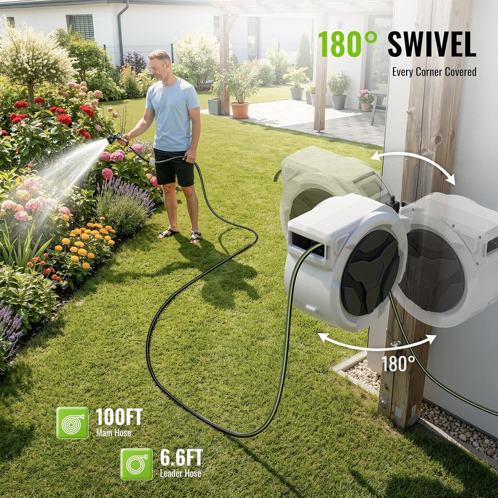 Retractable Garden Hose Reel 1/2 in x 100 ft