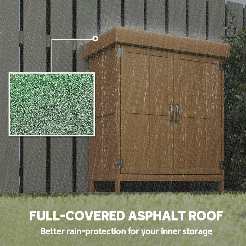 Outsunny Small Shed, Openable Roof 74 x 43 x 88 cm Natural Wood Finish