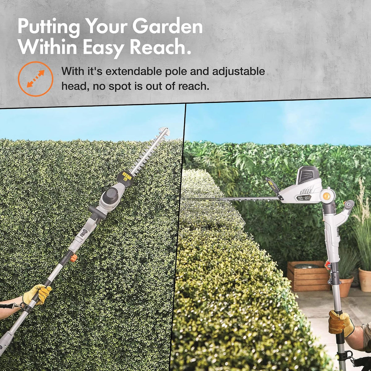 VonHaus Pole Hedge Trimmer Corded 600W – 10m Cable, Blade Cover, 45cm Blade