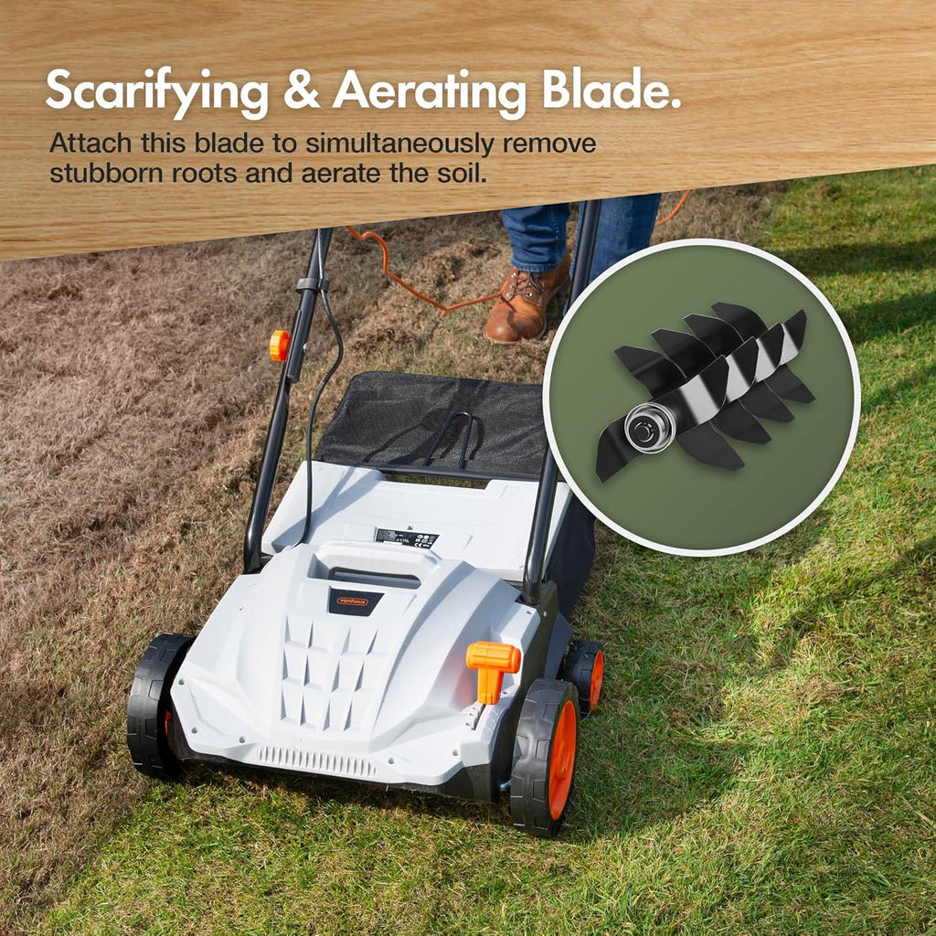 VonHaus Lawn Scarifier/Aerator/Rake Corded 1500W – 30L Box, 10m Cable