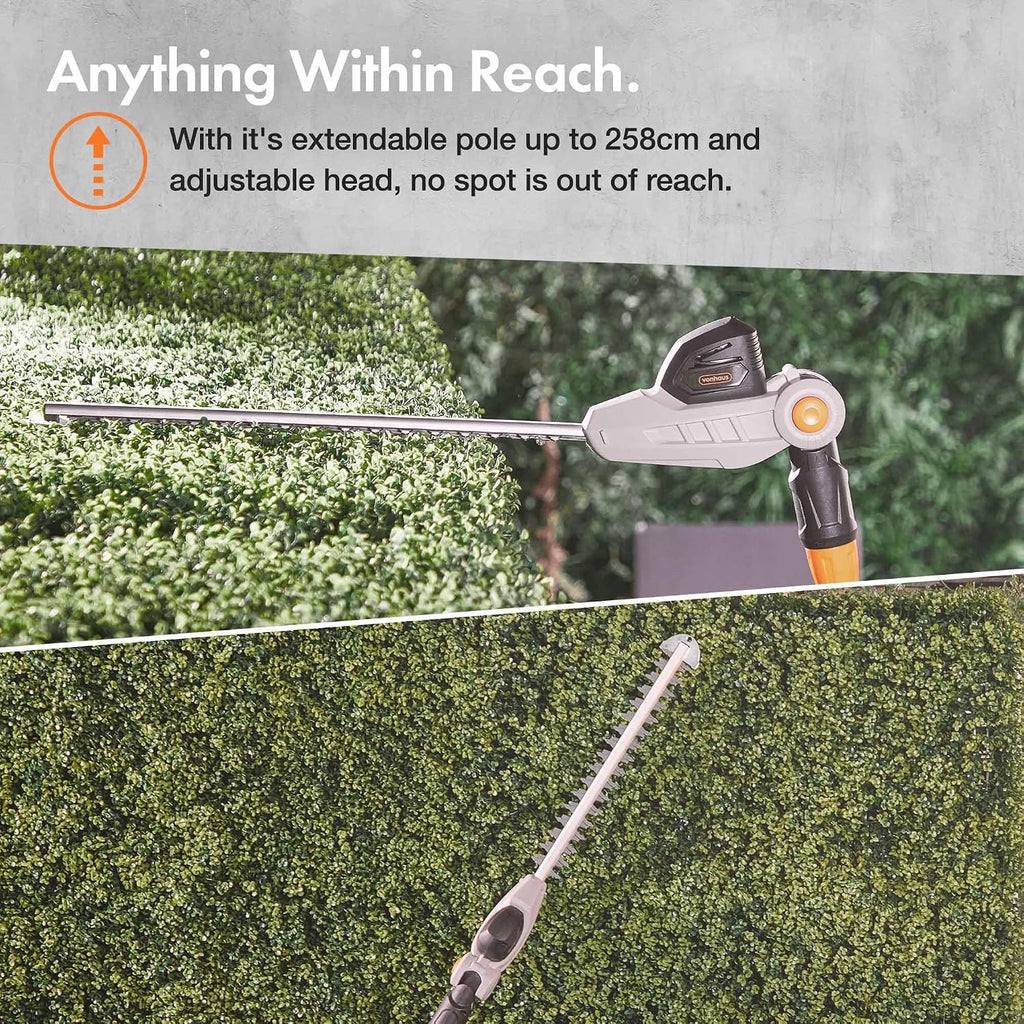 VonHaus Pole Hedge Trimmer Cordless 40V – w/Battery & Charger, 45cm Blade