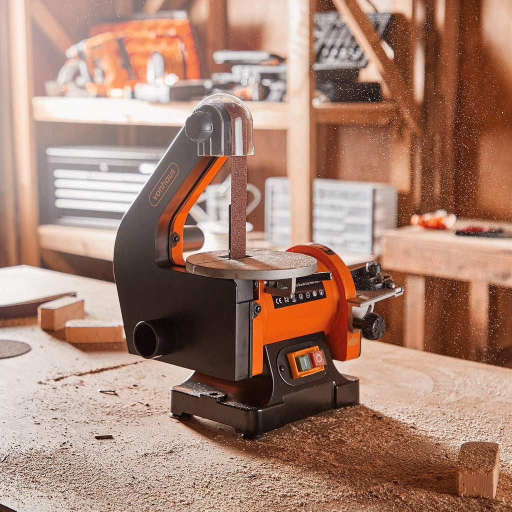 VonHaus Belt and Disc Sander - 25 x 760mm Belt / 125mm Disc Sander – Adjustable Sanding Table Changeable Sanding Discs Belts