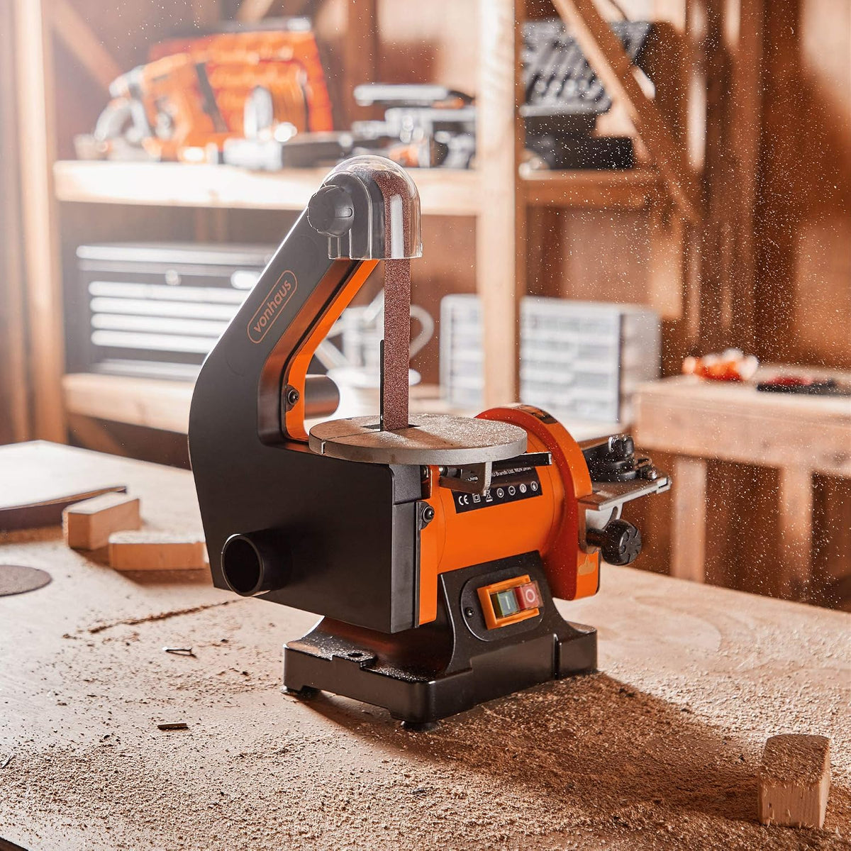 VonHaus Belt and Disc Sander - 25 x 760mm Belt / 125mm Disc Sander – Adjustable Sanding Table Changeable Sanding Discs Belts