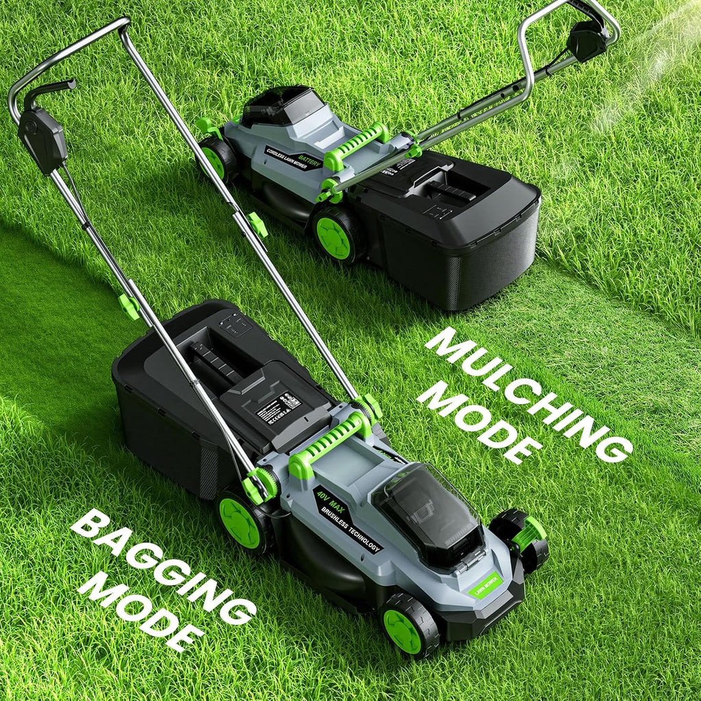 ETOOLAB 40V Cordless Lawnmower, 34cm Cut, Brushless, For Medium Gardens
