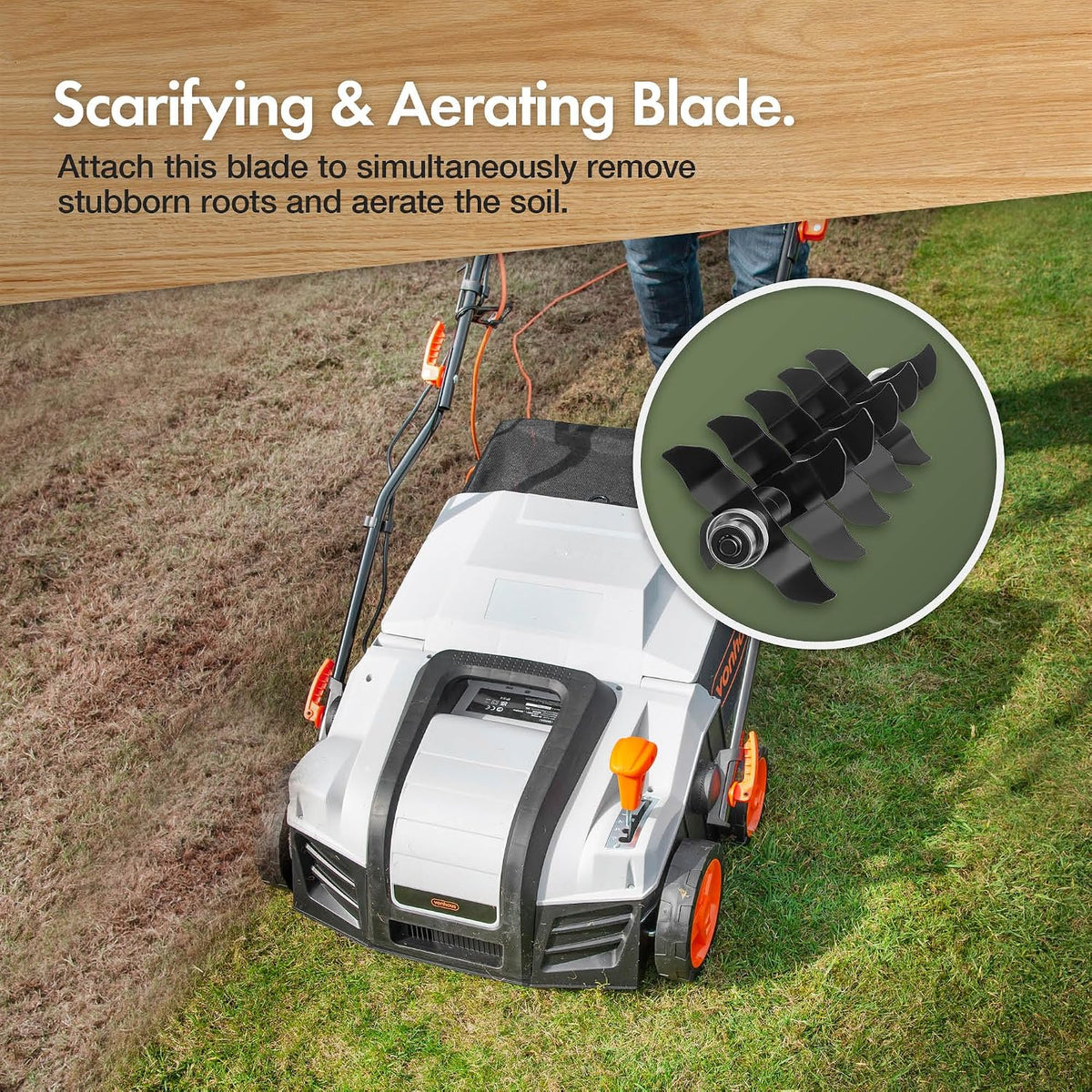 VonHaus Lawn Scarifier/Aerator/Rake Corded 2000W – 55L Box, 12m Cable