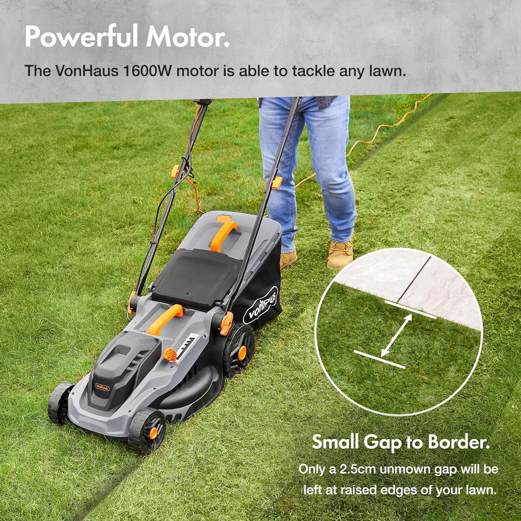 VonHaus Lawnmower Corded 1600W – 42L Box, 10m Cable