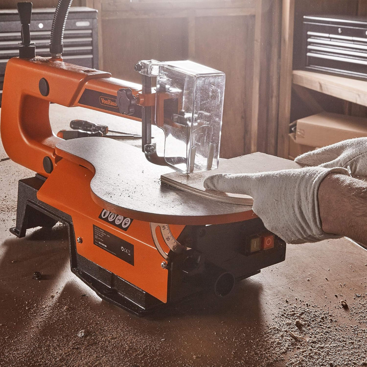 VonHaus Scroll Saw 405mm with Variable Speed and LED Light - Suitable for Pinned and Pinless Blades - Adjustable Worktable
