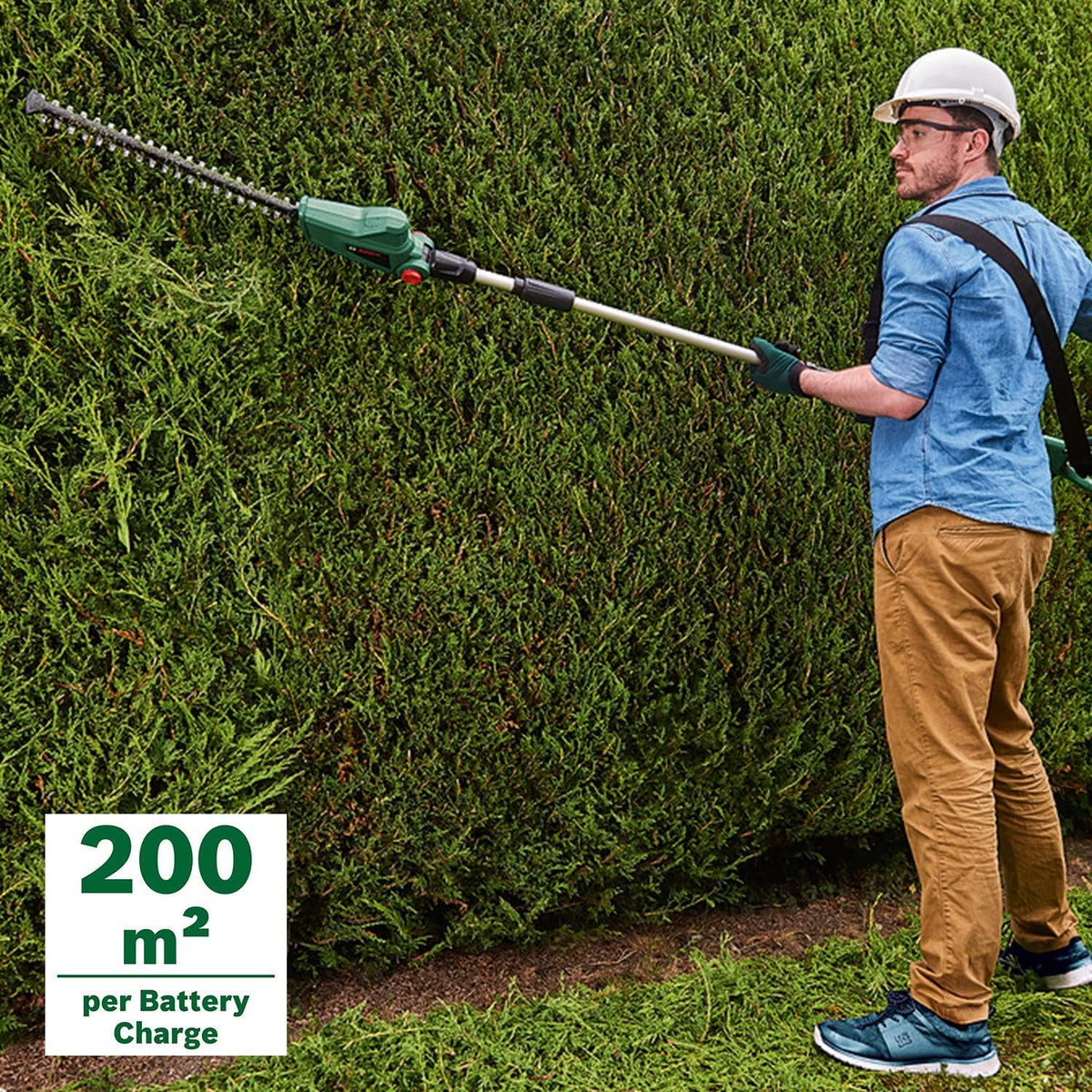 Bosch Cordless Telescopic Hedge Trimmer UniversalHedgePole 18 (1 Battery, 18 Volt System, in Carton Packaging)