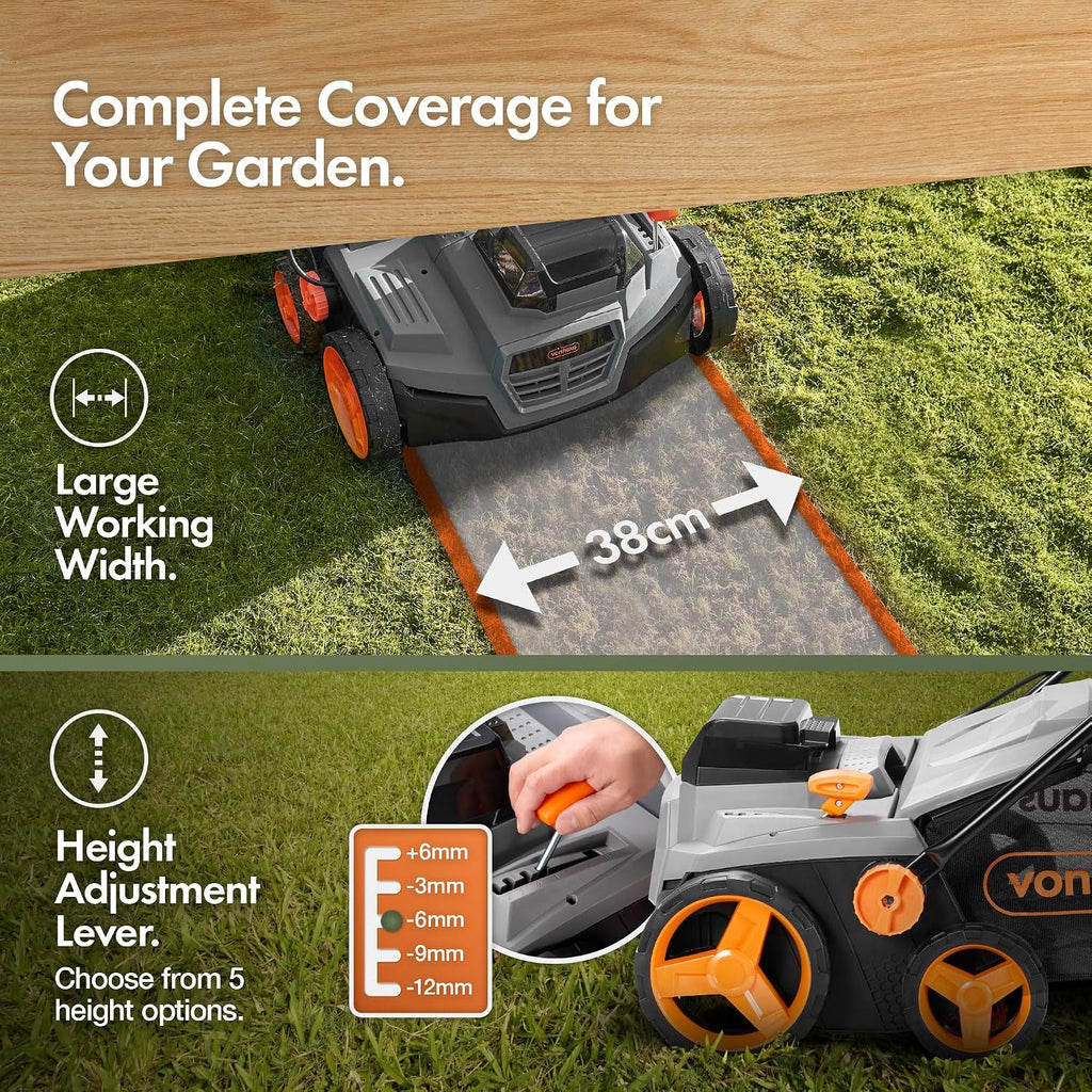 VonHaus Lawn Scarifier/Aerator/Rake Cordless 40V – x2 20V Batteries/Charger