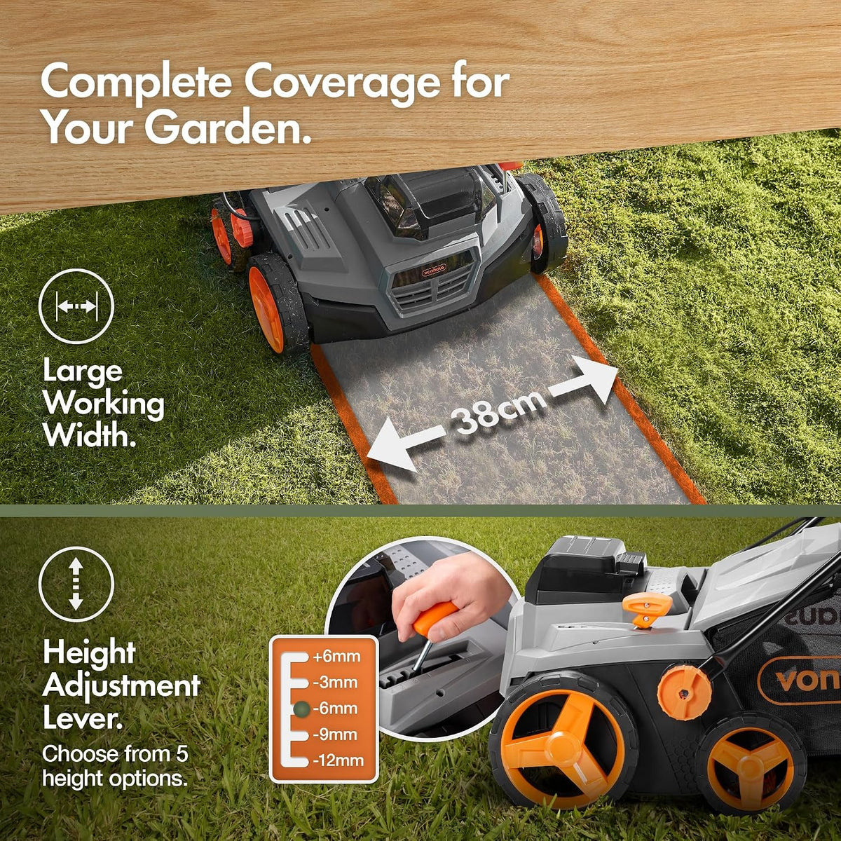 VonHaus Lawn Scarifier/Aerator/Rake Cordless 40V – x2 20V Batteries/Charger